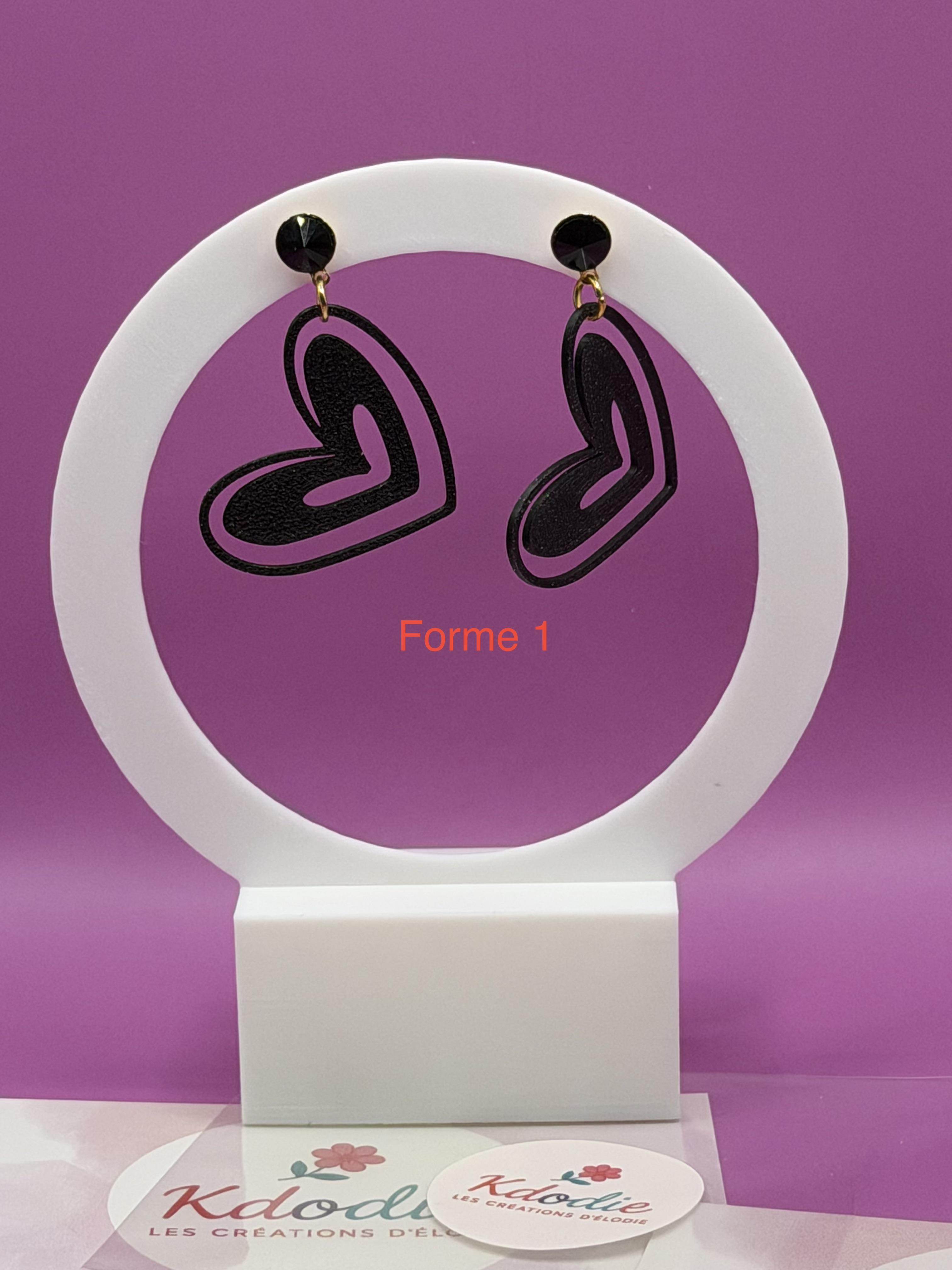 Boucles d'oreilles Bijoux Fantaisie Coeur Impression 3D légères et agréables
