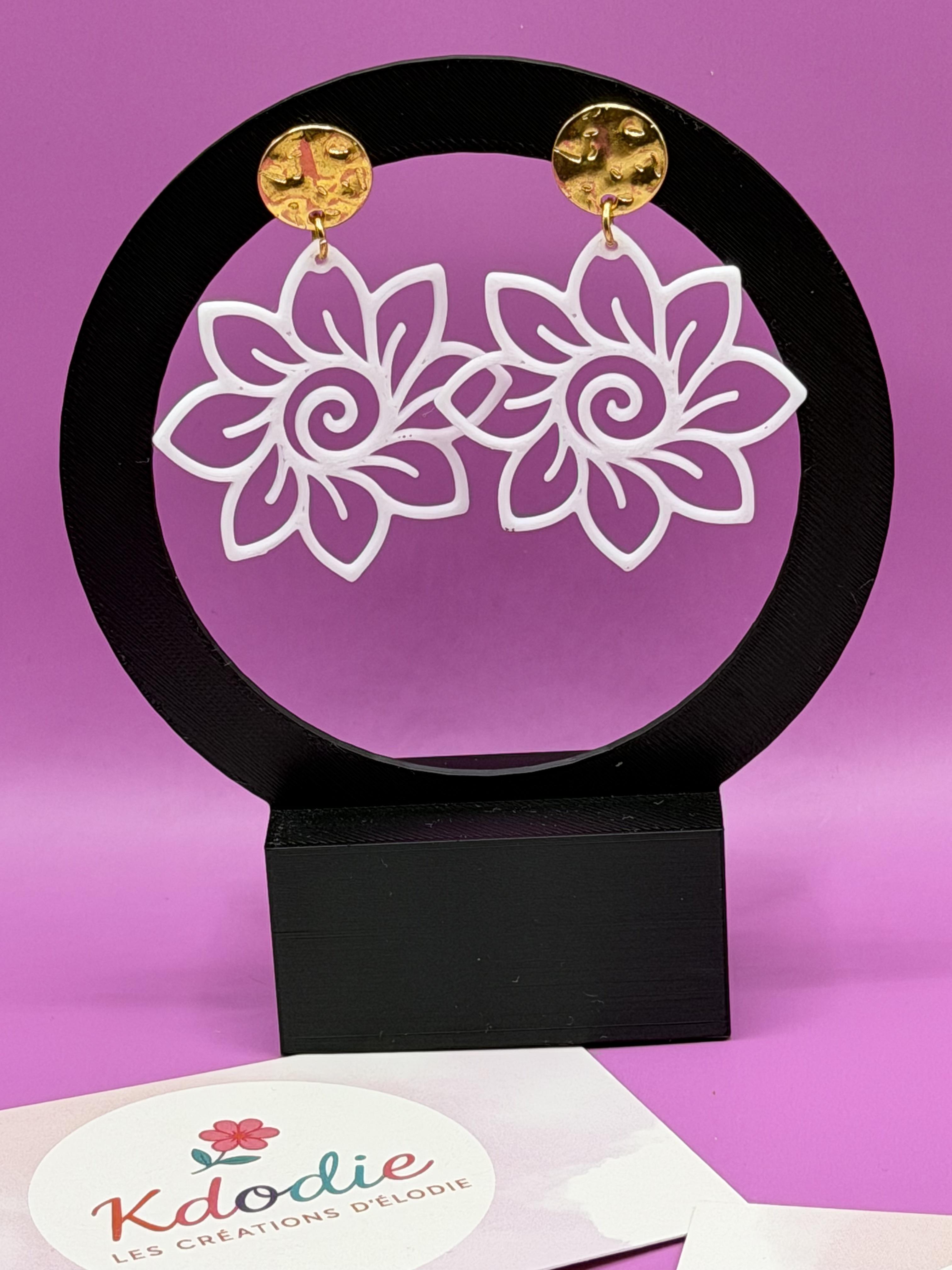 Boucles d'oreilles Bijoux Fantaisie Fleurs Impression 3D légères et agréables