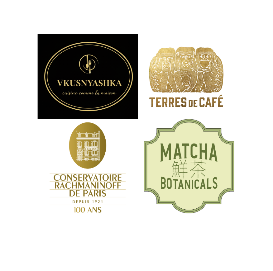 Matcha Botanicals, fournisseur de matcha premium pour coffee shop dans le monde entier.
Conservatoire Rachmaninoff Paris, lieu culturel et artistique centenaire.
Terres de Café, torréfacteur café de spécialité Paris partenaire.
Vkusnyachka, traiteur spécialités russes et d’Europe de l’Est Paris.