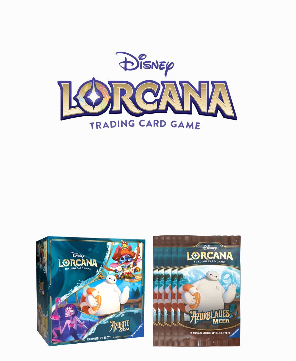 Azurblaues Meer von Disney Lorcana: Über 200 neue Karten, darunter Baymax & Piratenabenteuer. Jetzt Lorcana Booster kaufen.