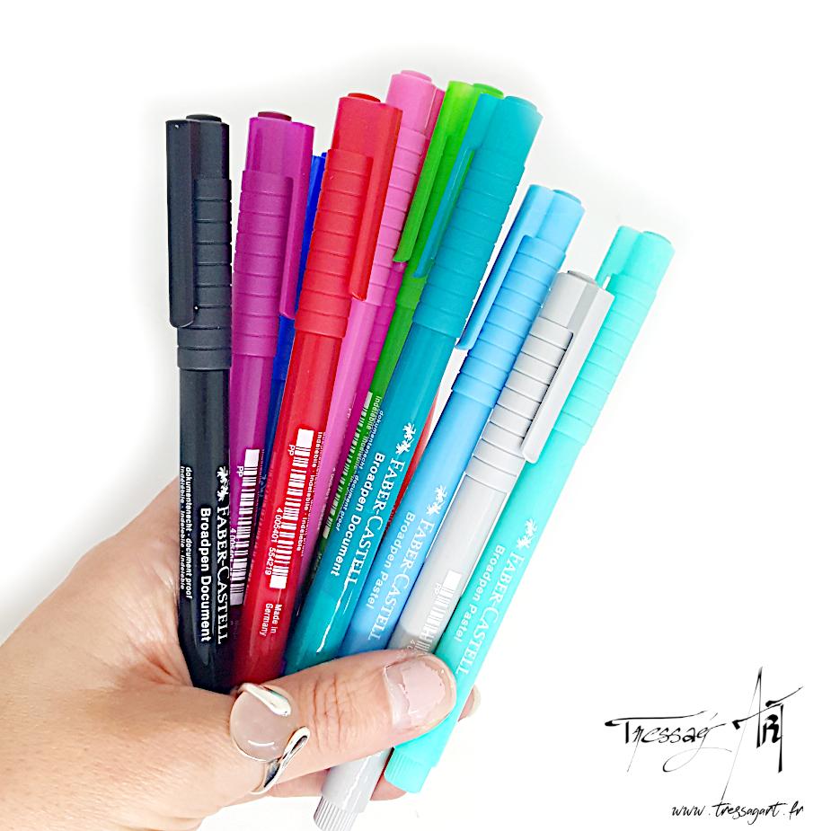 Stylos feutres pointes fines de couleur pour écriture broadpen document faber castell