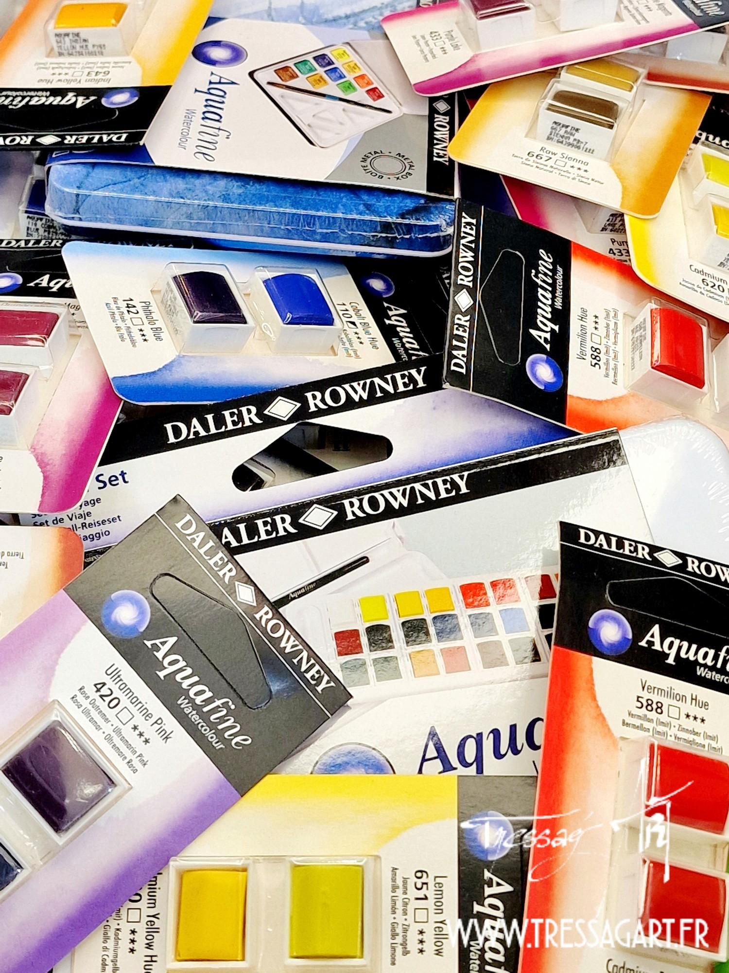 Peinture aquarelle fine en demi-godets Sennelier, Daler Rowney, Winsor & Newton...