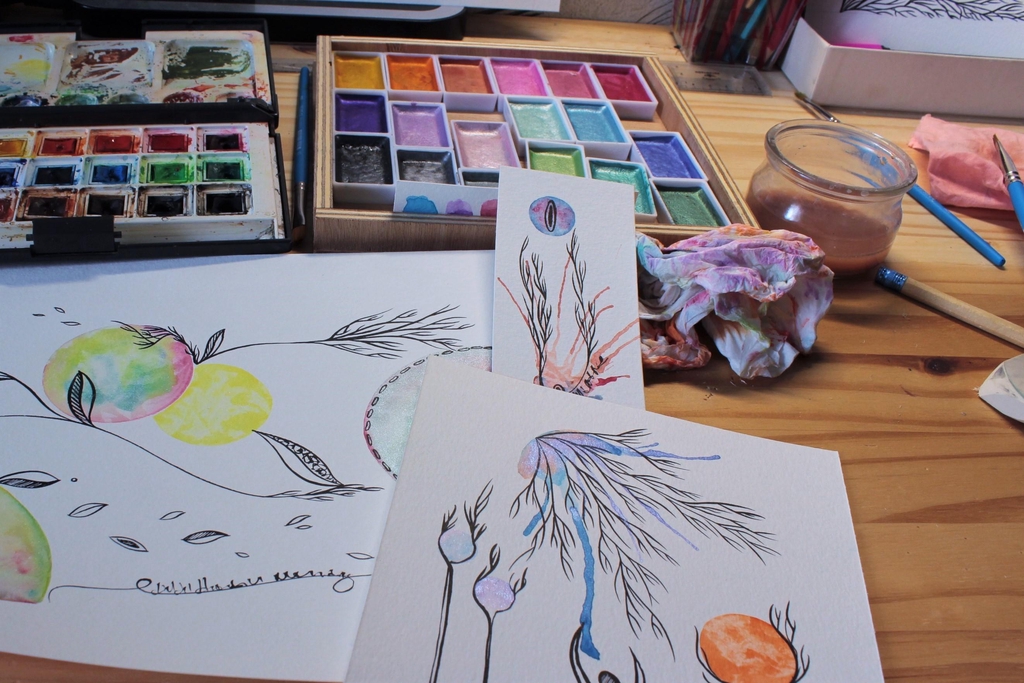 dessin intuitif a l'aquarelle plan de travail Alice Chamoret, Ussel en Corrèze