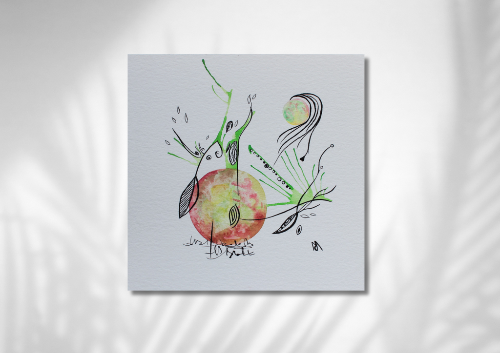 Arborescences illustrations d'art intuitives peintes a l'aquarelle et a l'encre de chine 