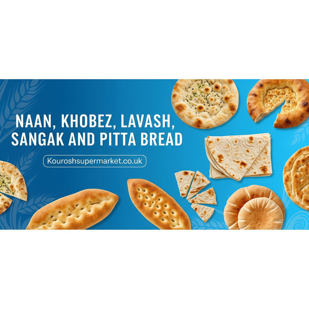 Naan, Khobez, Lavash Bread, Afghan Naan and Pitta Bread 