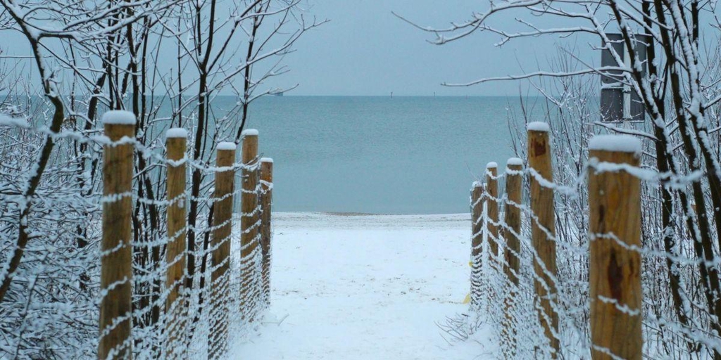 Accès à la mer en hiver