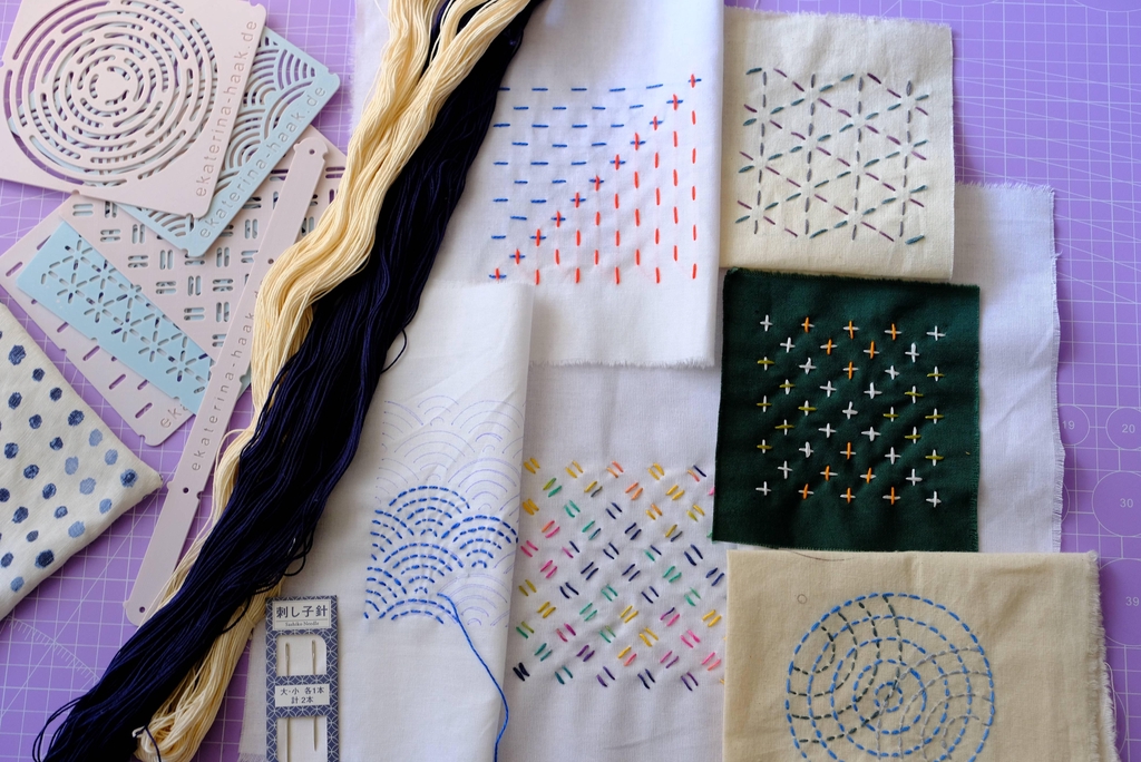 Sashiko 3d druck Muster Vorlagen Schablonen Japan Visible Mending Boro