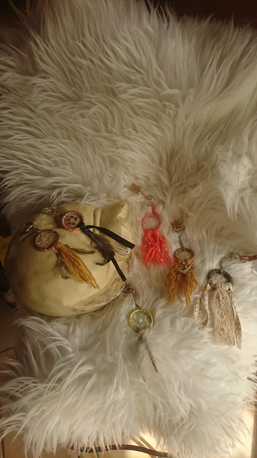 Porte-clé, Attrape rêve, plumes, accessoire 