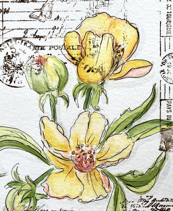 Catégorie Les fleurs à l'aquarelle. peintures originales style carnet de voyage