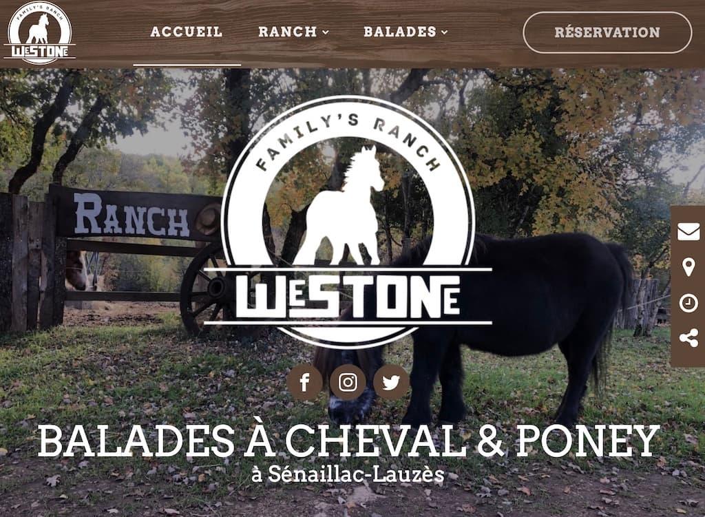 La capture d'écran de la page d'accueil du site internet westone family's ranch.