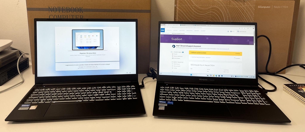 Due laptop durante aggiornamento Windows e aggiornamento driver Intel