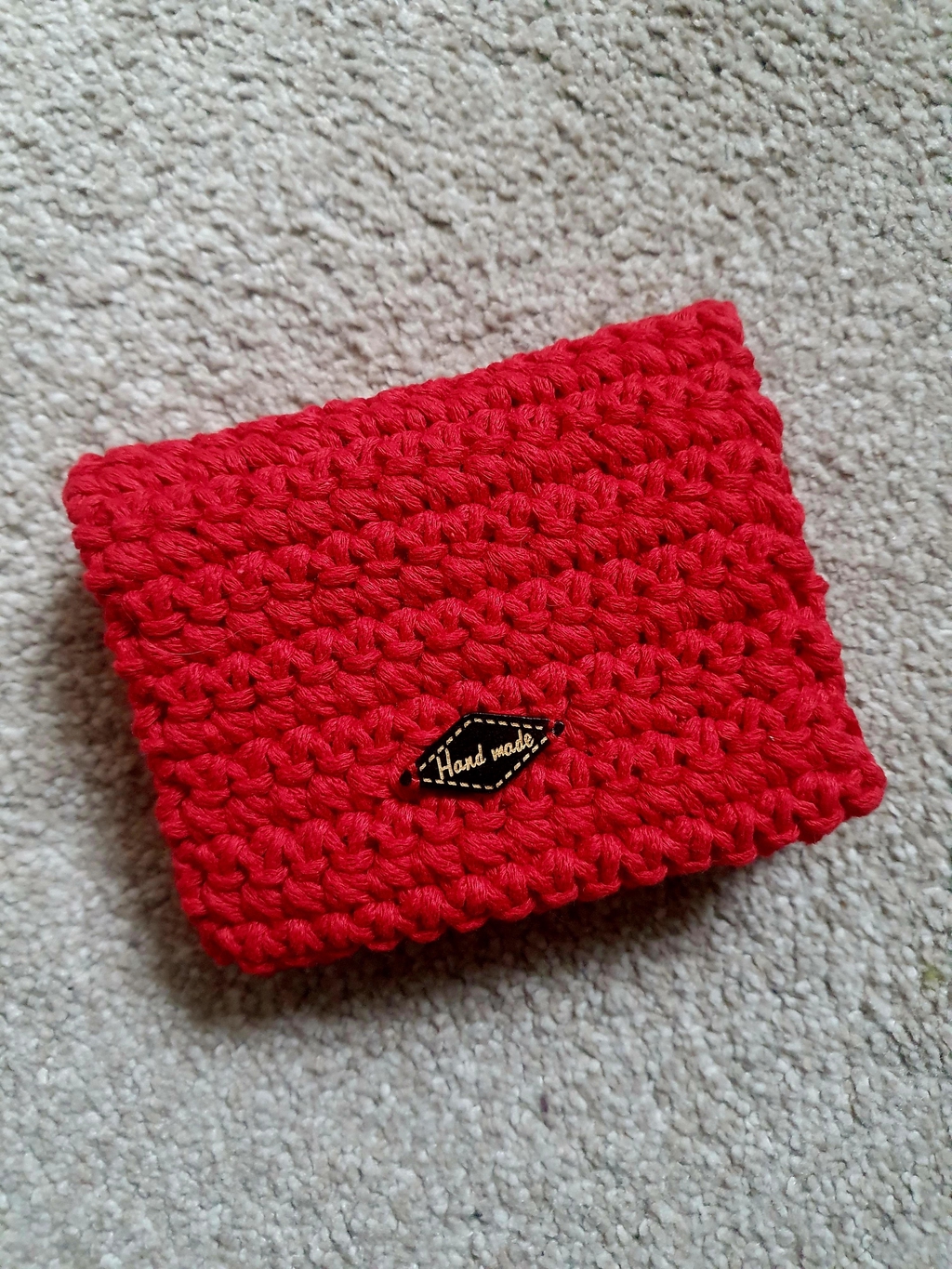 Handmade red crochet purse/wallet/card holder 