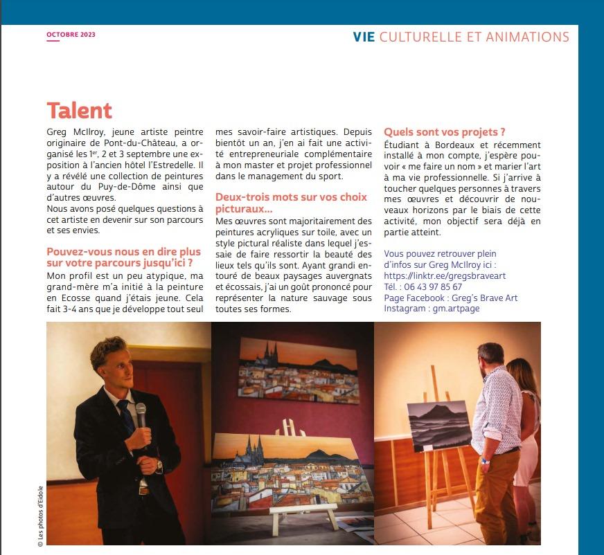 Vie Culturelle et Animations, Mairie de Pont-du-Château 2023