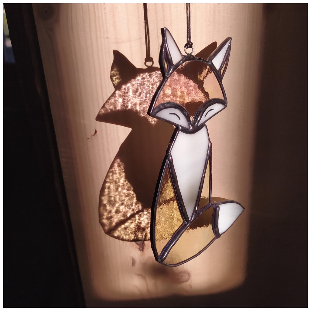 Trèfle , renard,  fleur en verre