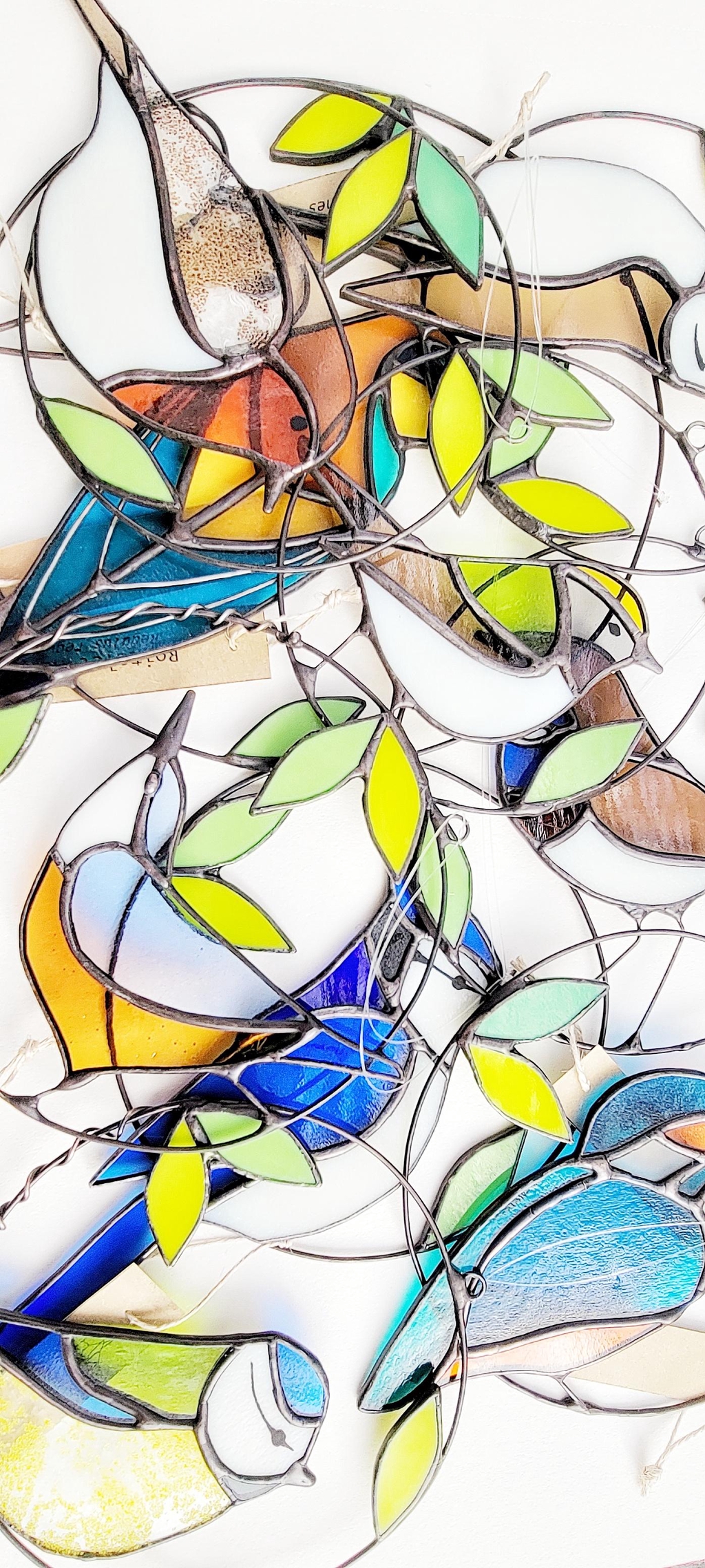 vitraux d'oiseaux honore la nature