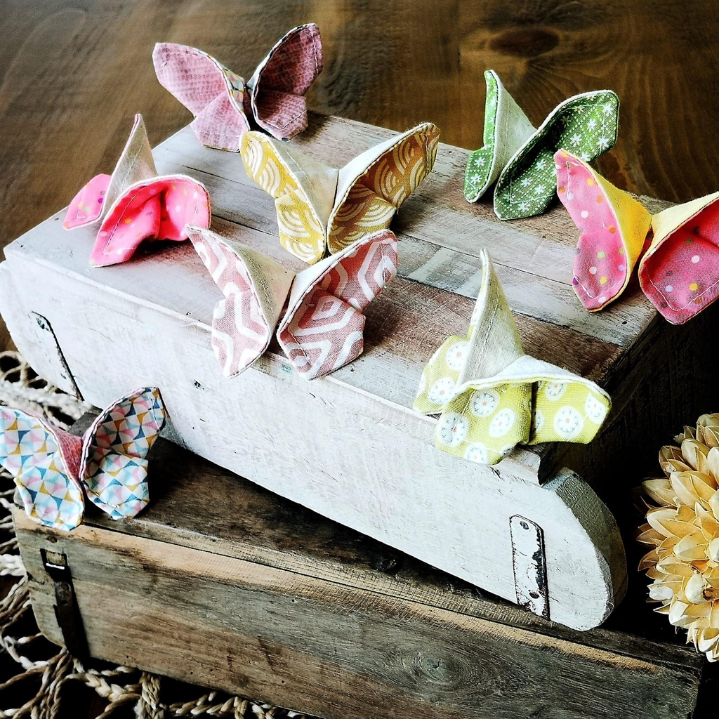 Origami fabric butterflies made by Sew She Did