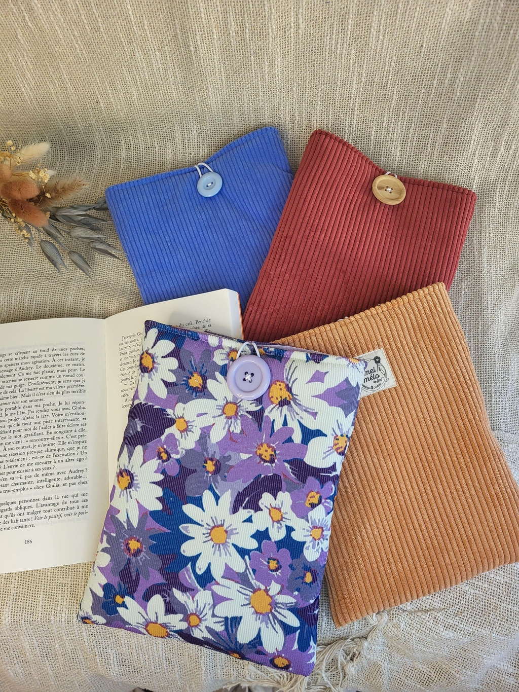 Pochettes à livres faites main - Protection pour livres brochés et de poche Fabrication française et savoir-faire artisanal