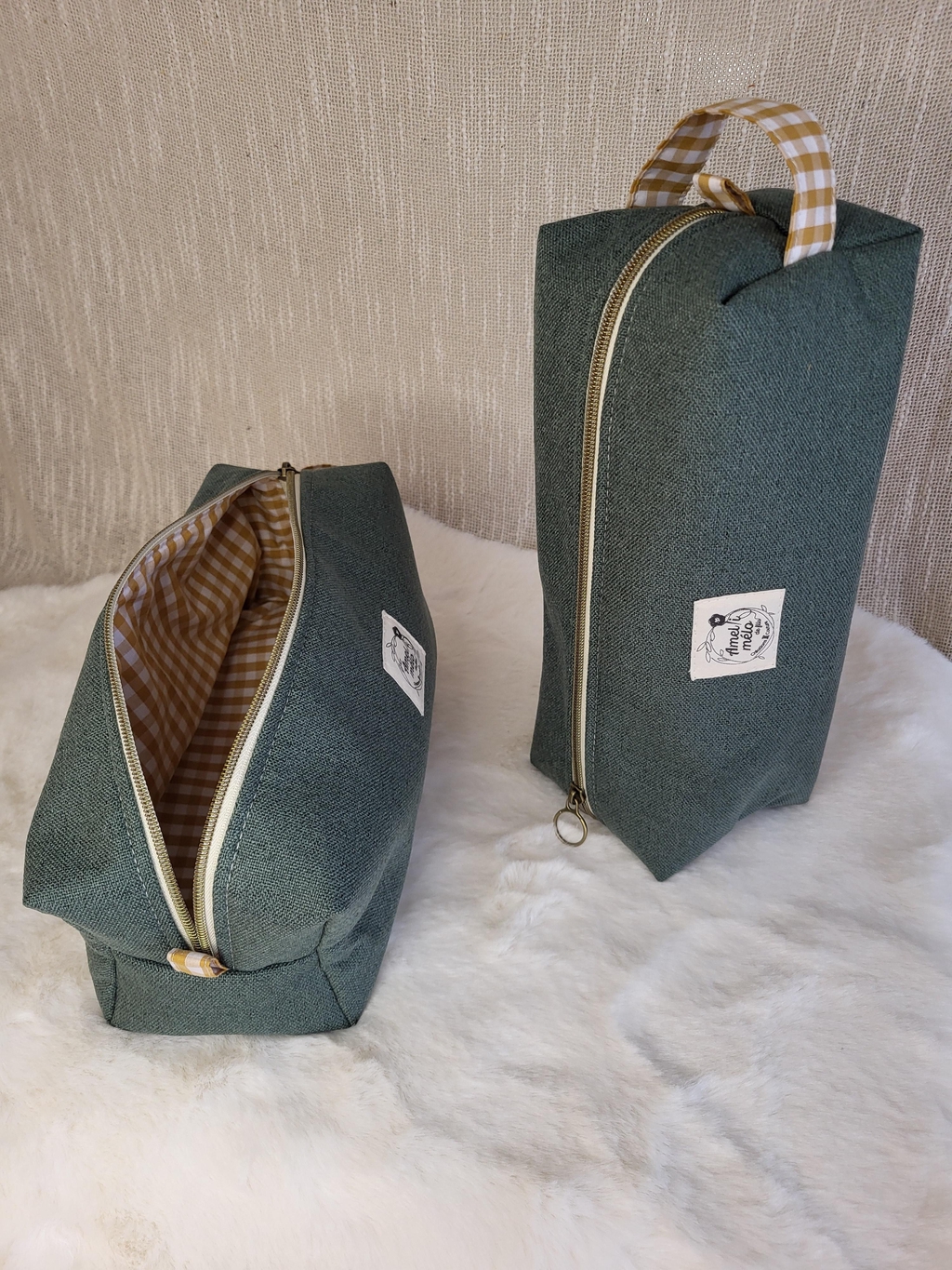 Trousse de toilette homme artisanales - Fait main avec tissus français de qualité- Finitions soignées