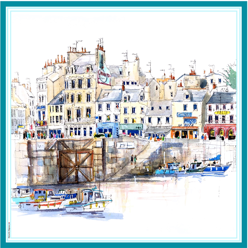 Foulards soie, foulards satin aquarelles de la Manche
