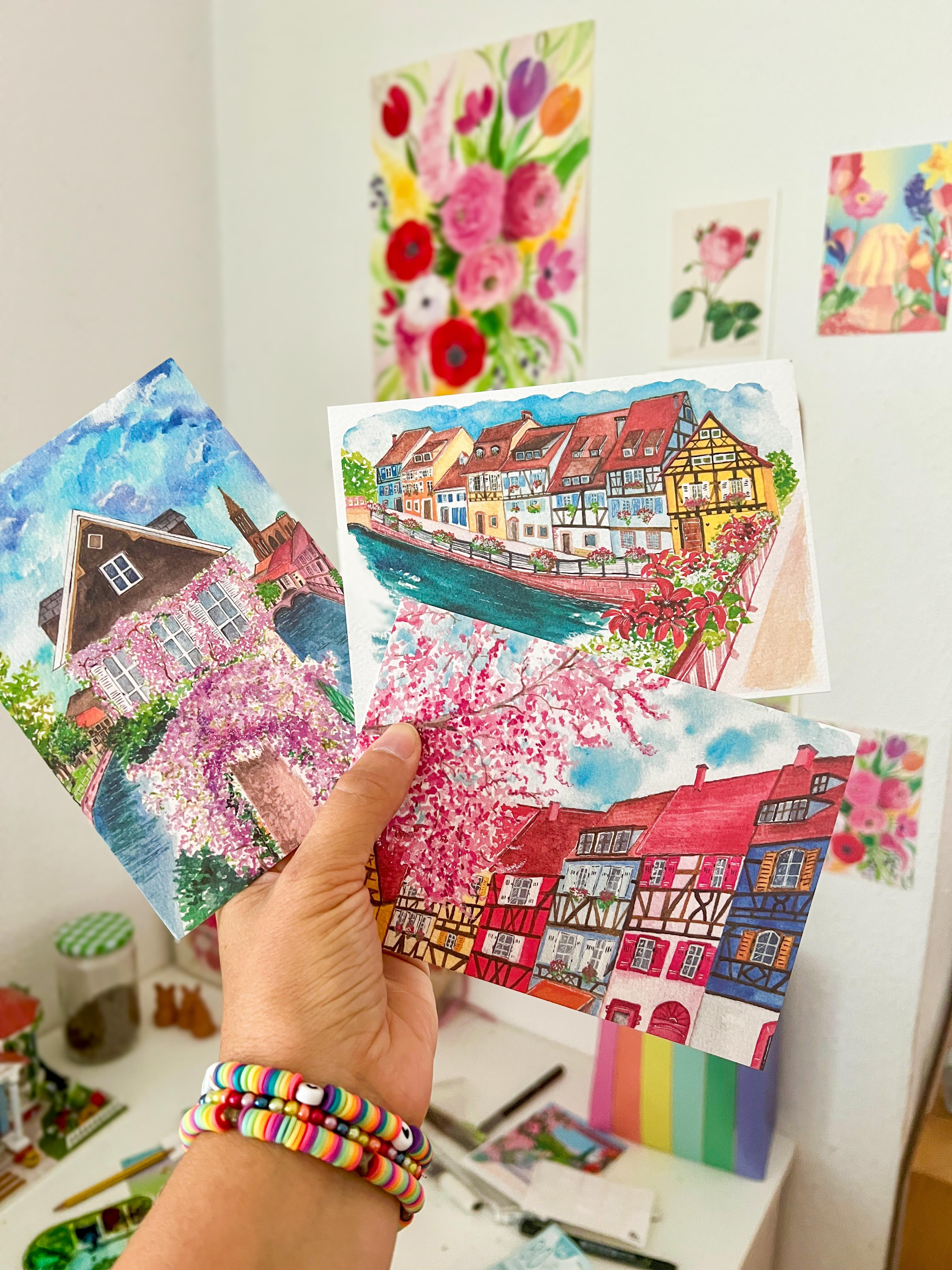 Collection Alsace à l'aquarelle, par Sophie Palpacuer, de La Vie Et Tagada.