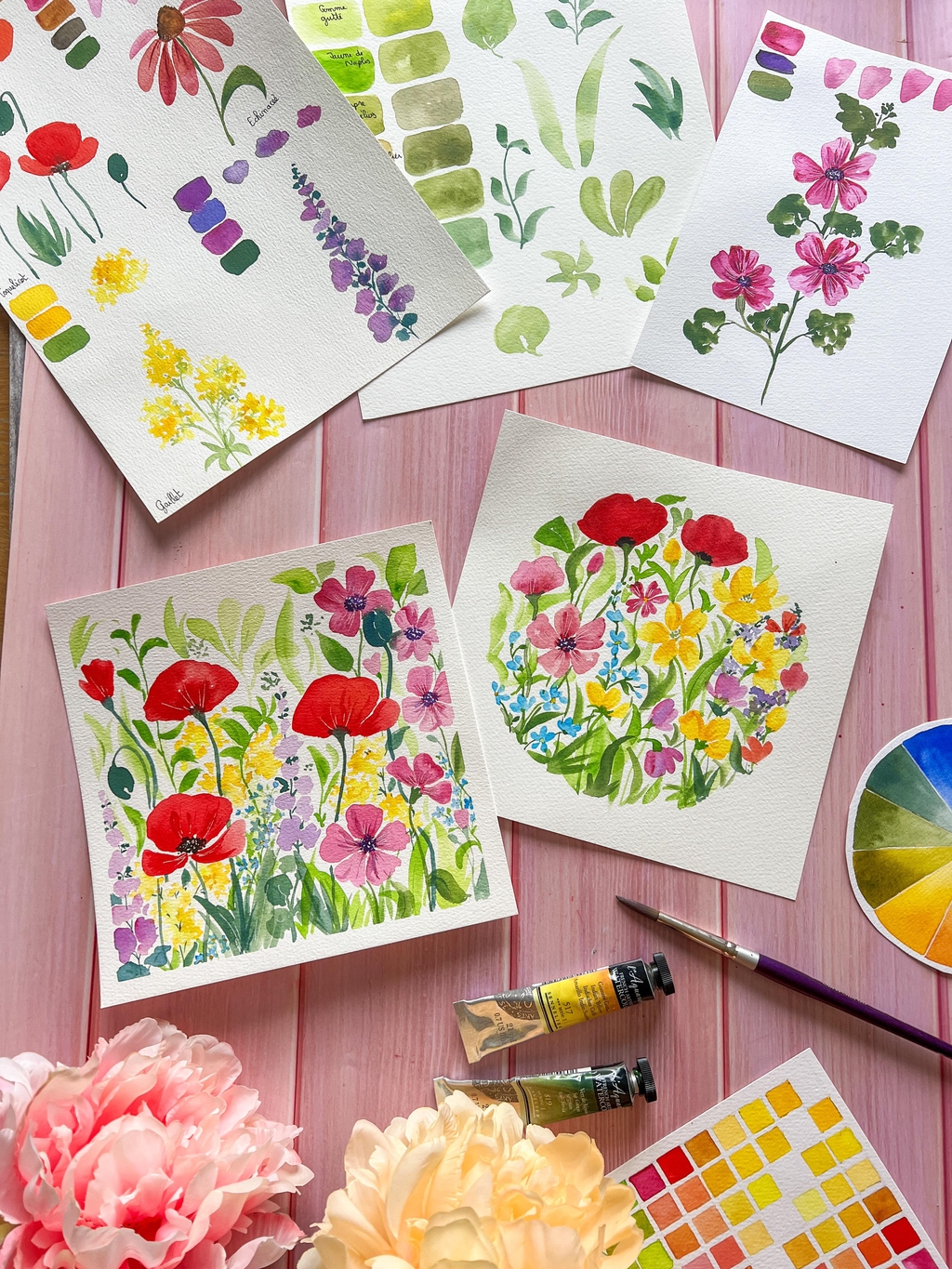 Atelier aquarelle en Alsace pour apprendre à peindre des fleurs