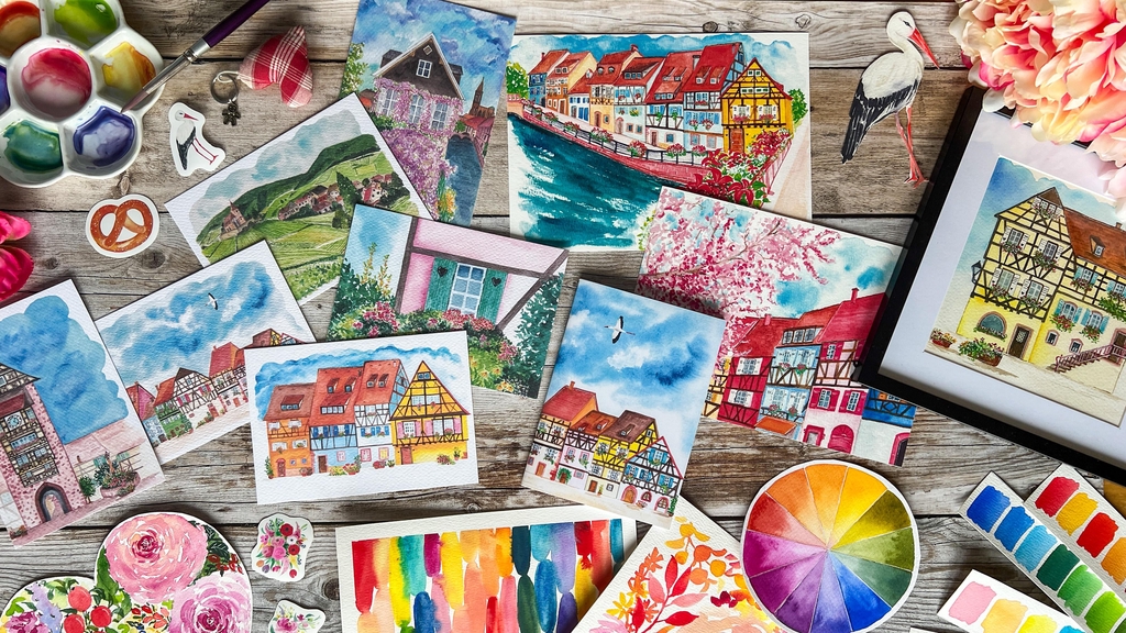 L'Alsace à l'aquarelle, en affiches, cartes et tirages d'art