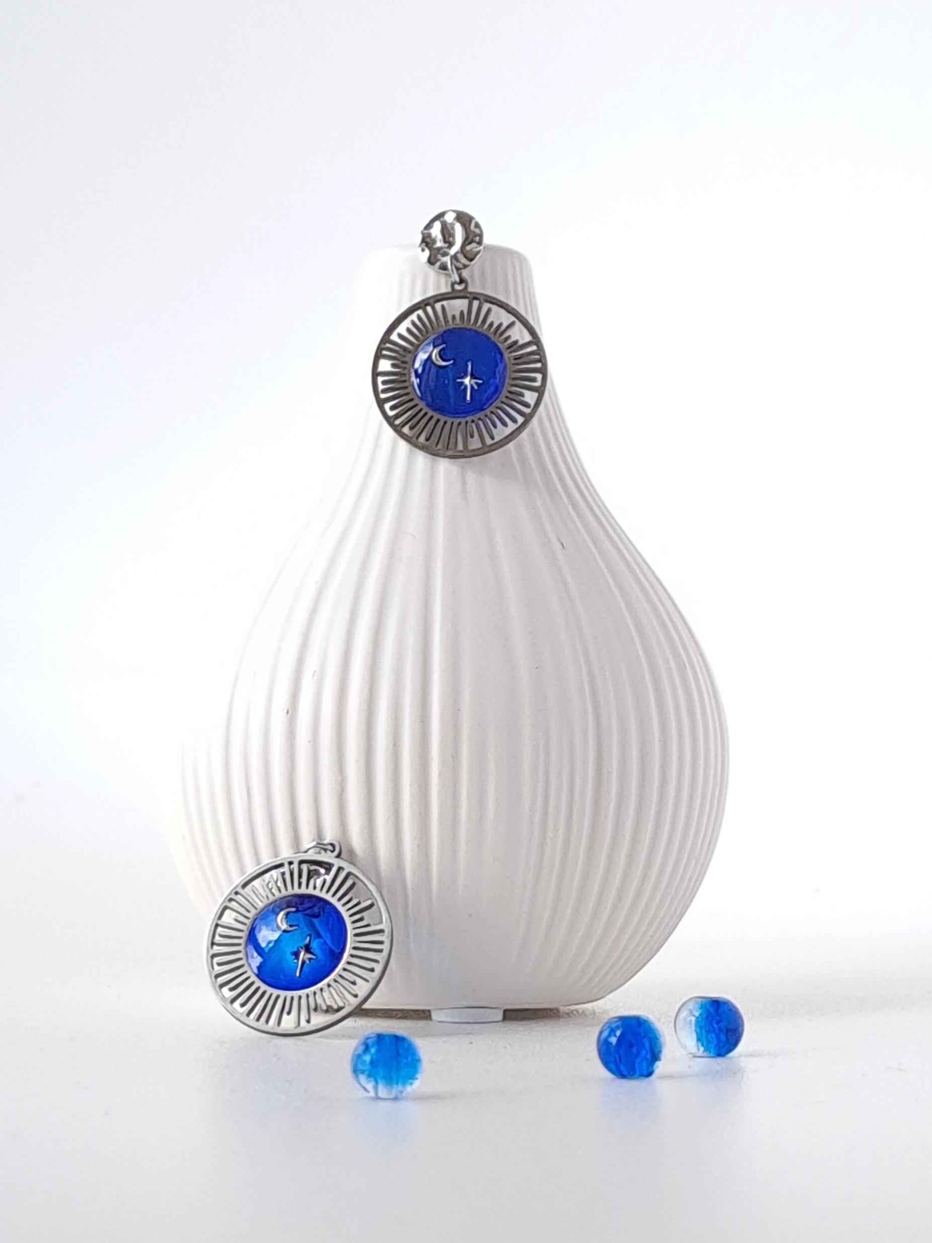 boucles d'oreilles resine uv plaqué or soleil étoile