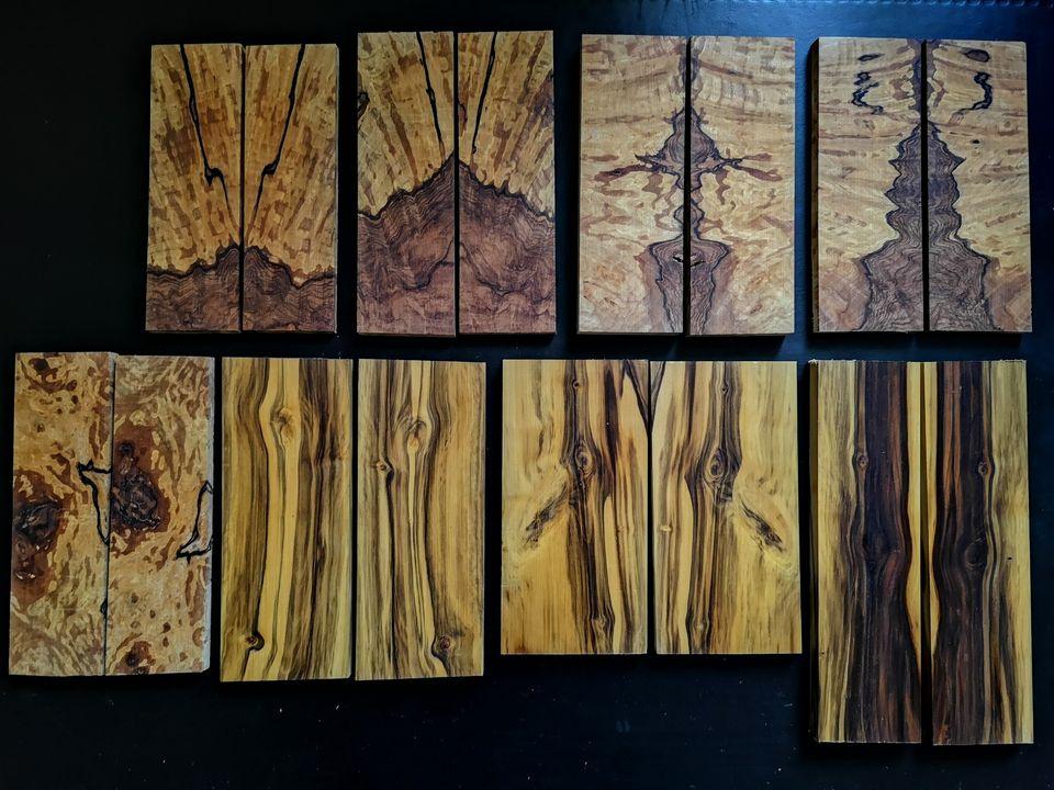 Plaquettes en bois calibrées et blocs pour manches de couteaux, création de bijoux et d'artisanat