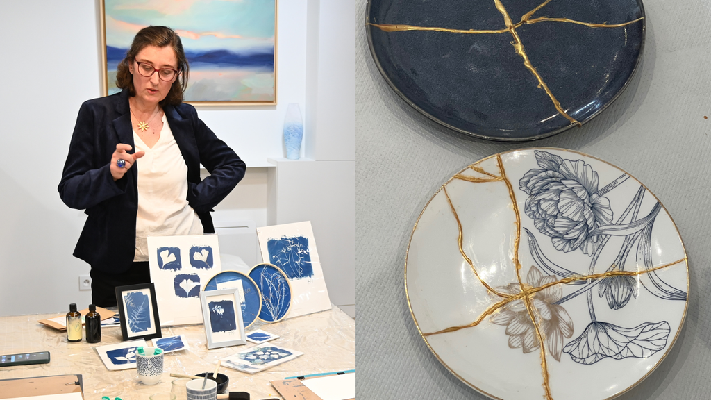 Cyanotypes originaux et uniques
Animation d'ateliers de cyanotype et de Kintsugi 