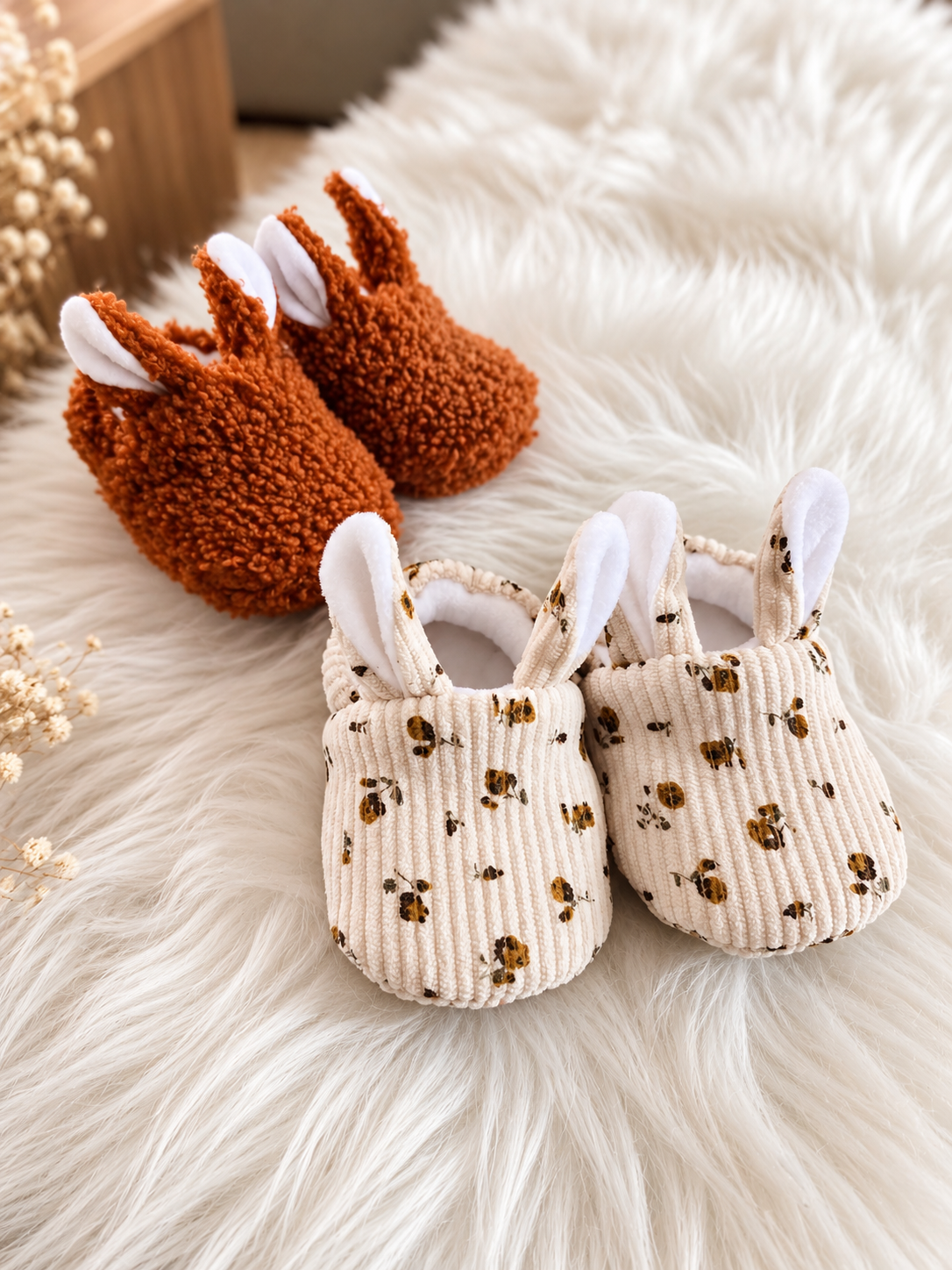 chaussons bébé bouclette roux cannelle