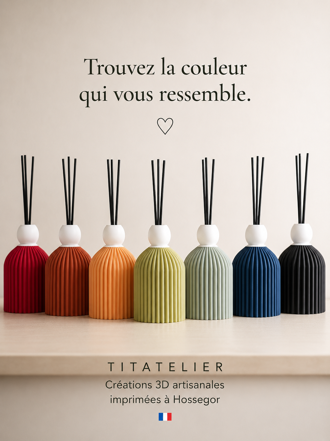 Diffuseurs soliflores imprimés en 3D à Hossegor-TITATELIER