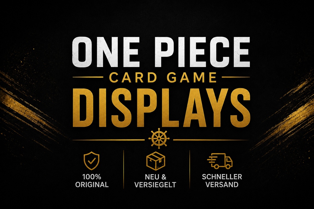 Original versiegelte One Piece Card Game Booster Displays verschiedener Erweiterungen für Sammler, Spieler und Investoren.