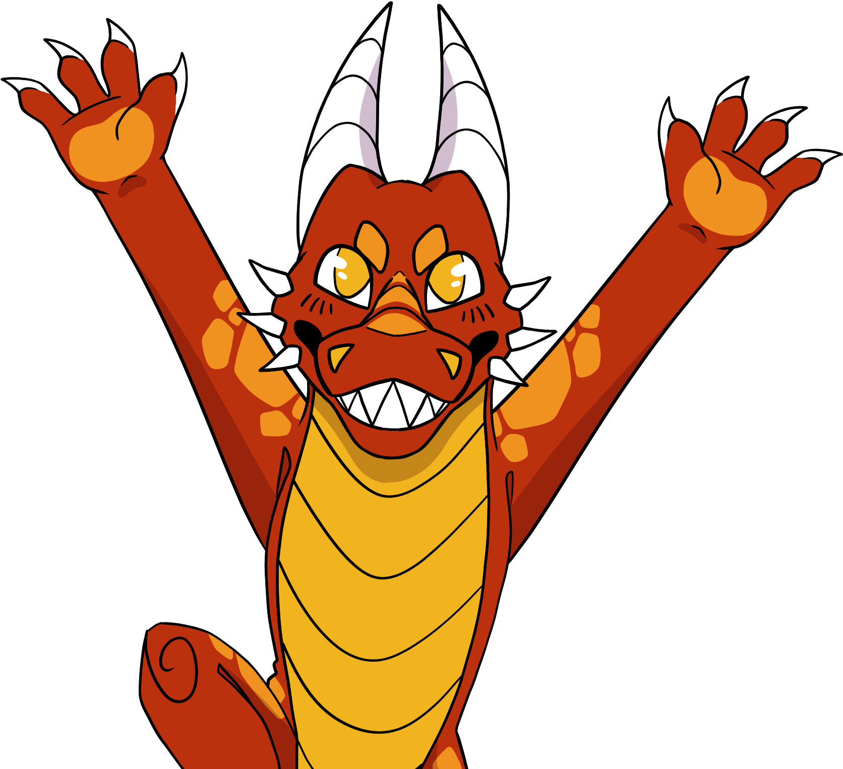A red and orange Kobold jumping for joy