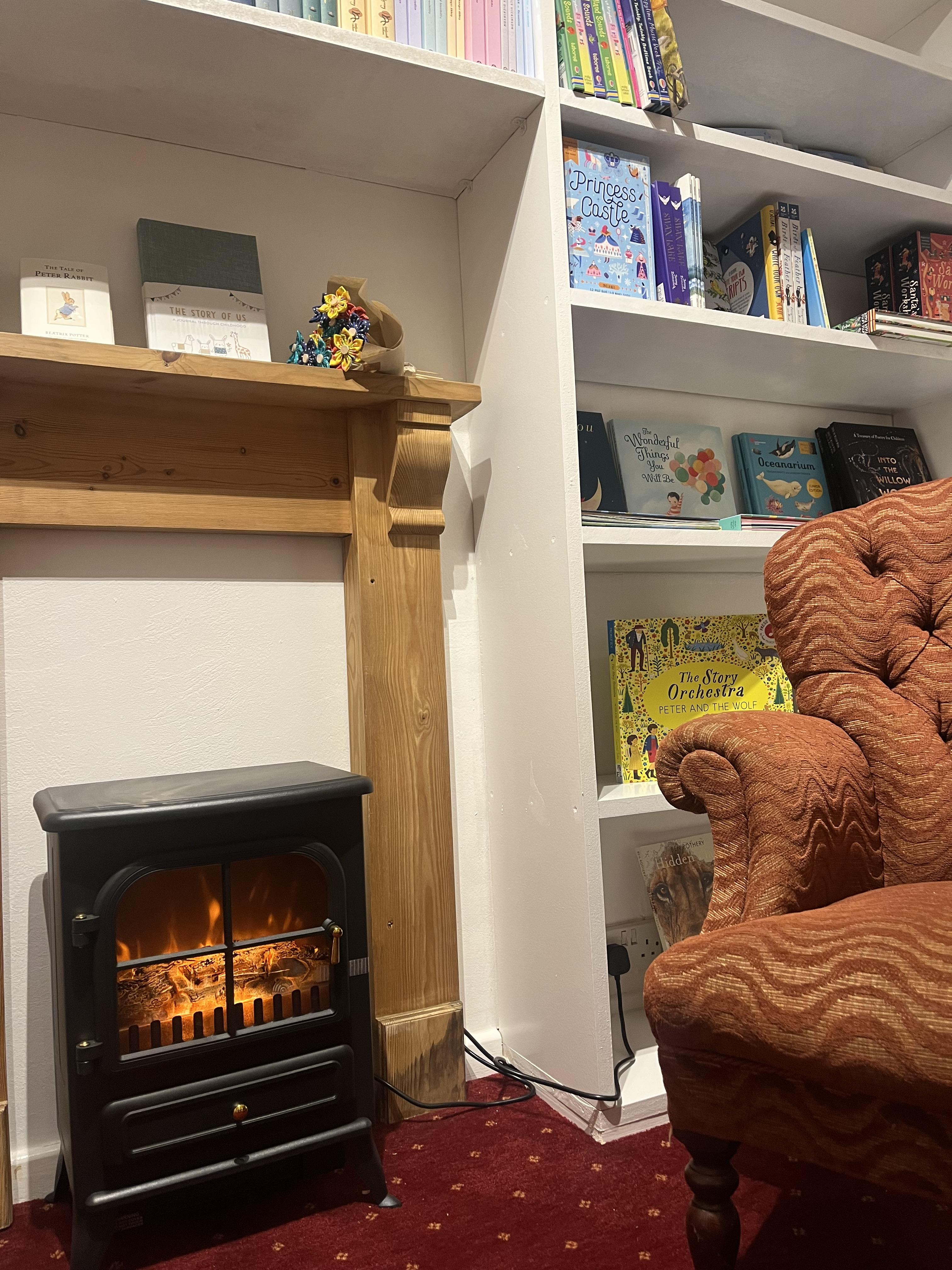 Armchair in book shop.