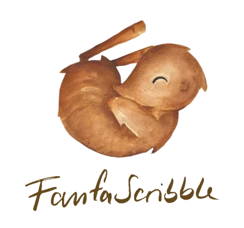 Das Maulwurfhörnchen in Aquarellfarben gezeichnet, eingerollt und süß schlafend als Logo.