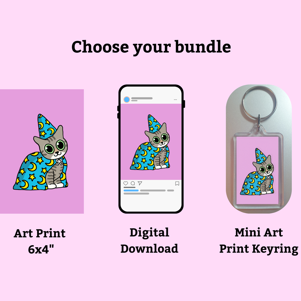 Choose your bundle: art print 6x4" / digital download / mini art print keyring