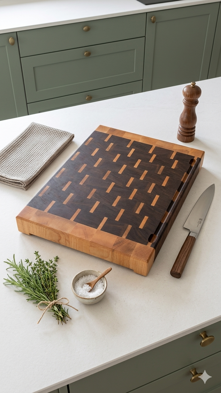 La découpe sur un billot de cuisine artisanal