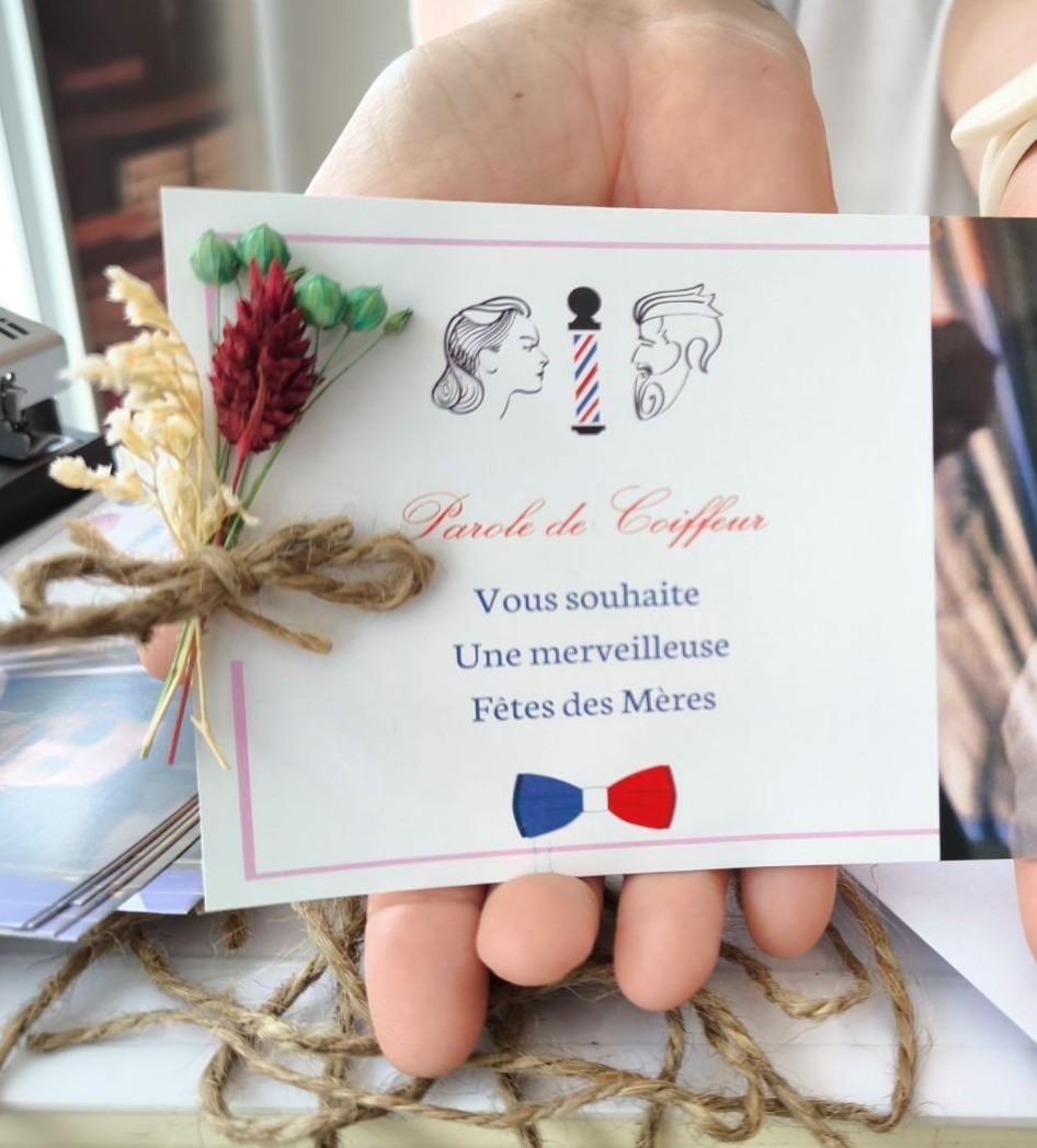 création florale image marque  fleur séché stabilisé aquitaine artisan sur mesure mini bouquet coiffeur carte fête maman phalaris lin