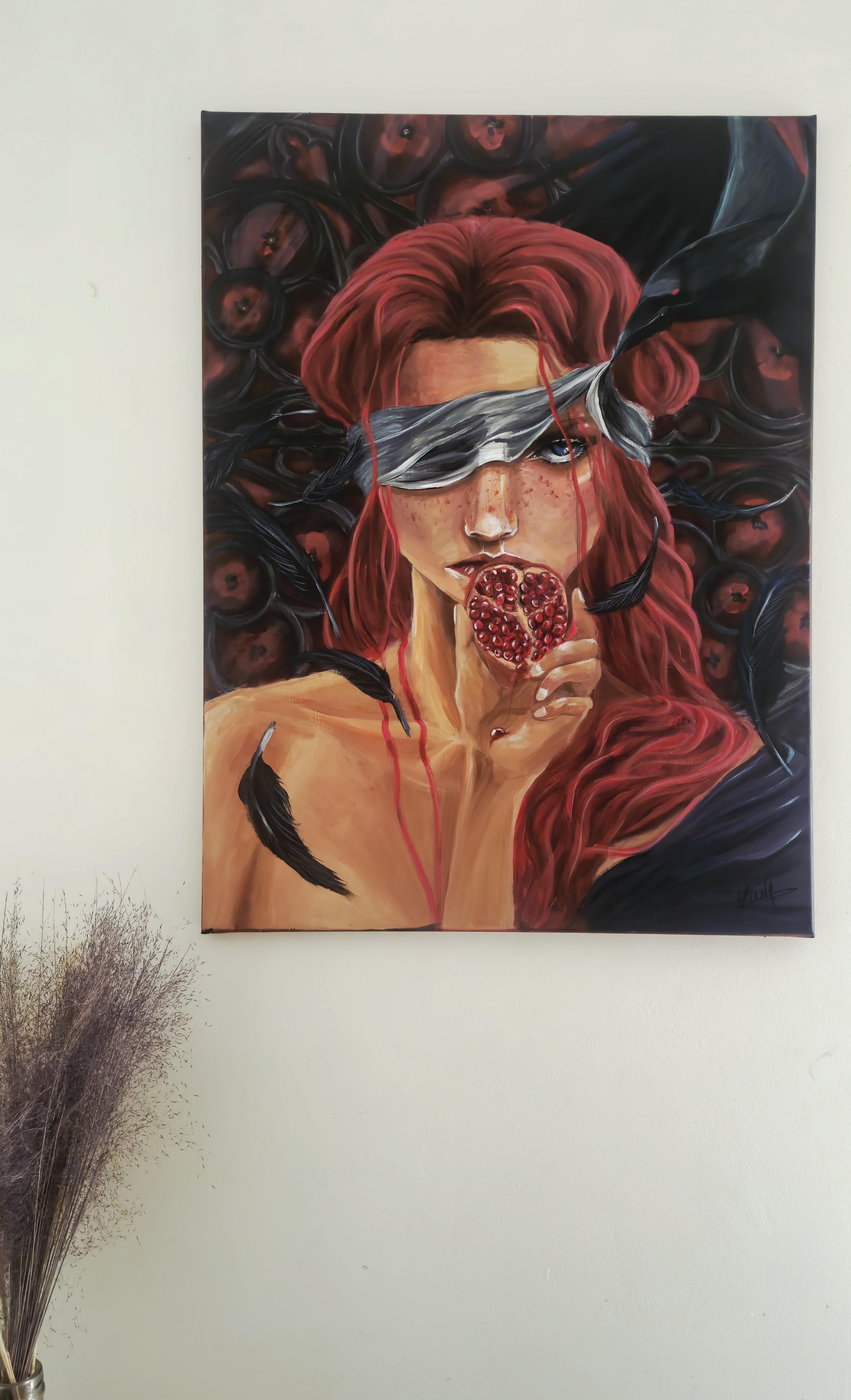 Grande toile acrylique Perséphone – Peinture gothique victorienne