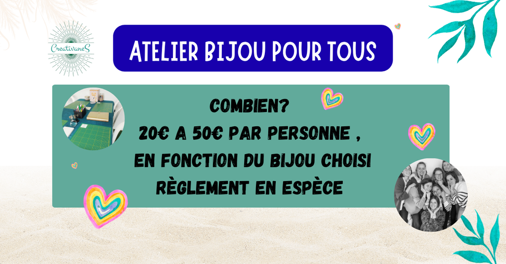 Atelier bijou pour petits et grands, des bracelets, des boucles, des colliers dans le 44 a Saint Brevin, Nantes, Pornic