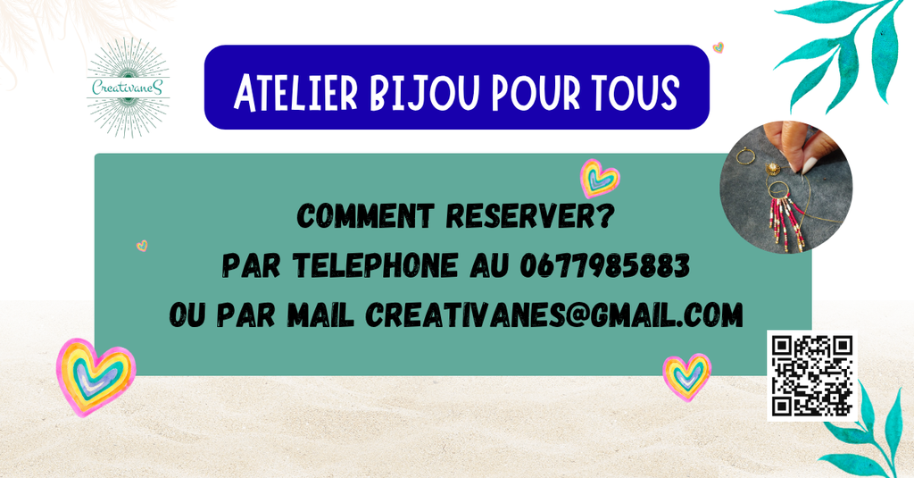 Atelier bijou pour petits et grands, des bracelets, des boucles, des colliers dans le 44 a Saint Brevin, Nantes, Pornic
