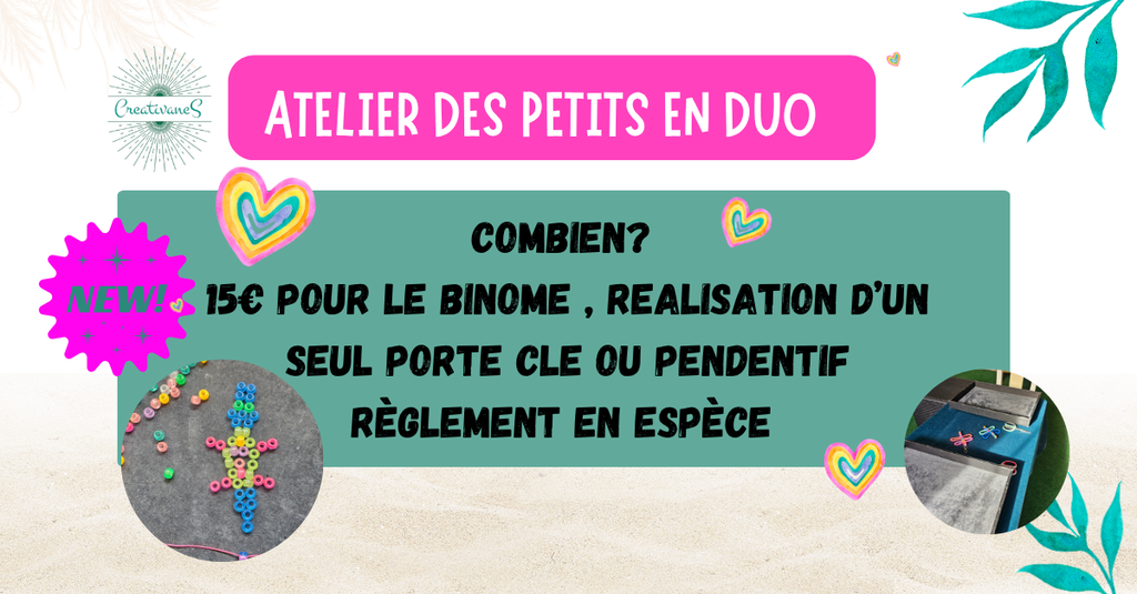 Atelier création de bijoux dans le 44, Loire-Atlantique, 85, Vendée, 49 , Maine et Loire et Bretagne. Ouvert dès 4 ans, idée d'activité pour enfants, adolescent, adulte. Une activité sympa pour un anniversaire, evjf, soirée filles entre copines ou avec des collègues. L'occasion de prendre du temps pour soi, de créer un bijou unique avec ses mains, idéal pour les fans du diy. Pour petits et grands, pour les bambins , les mini nous