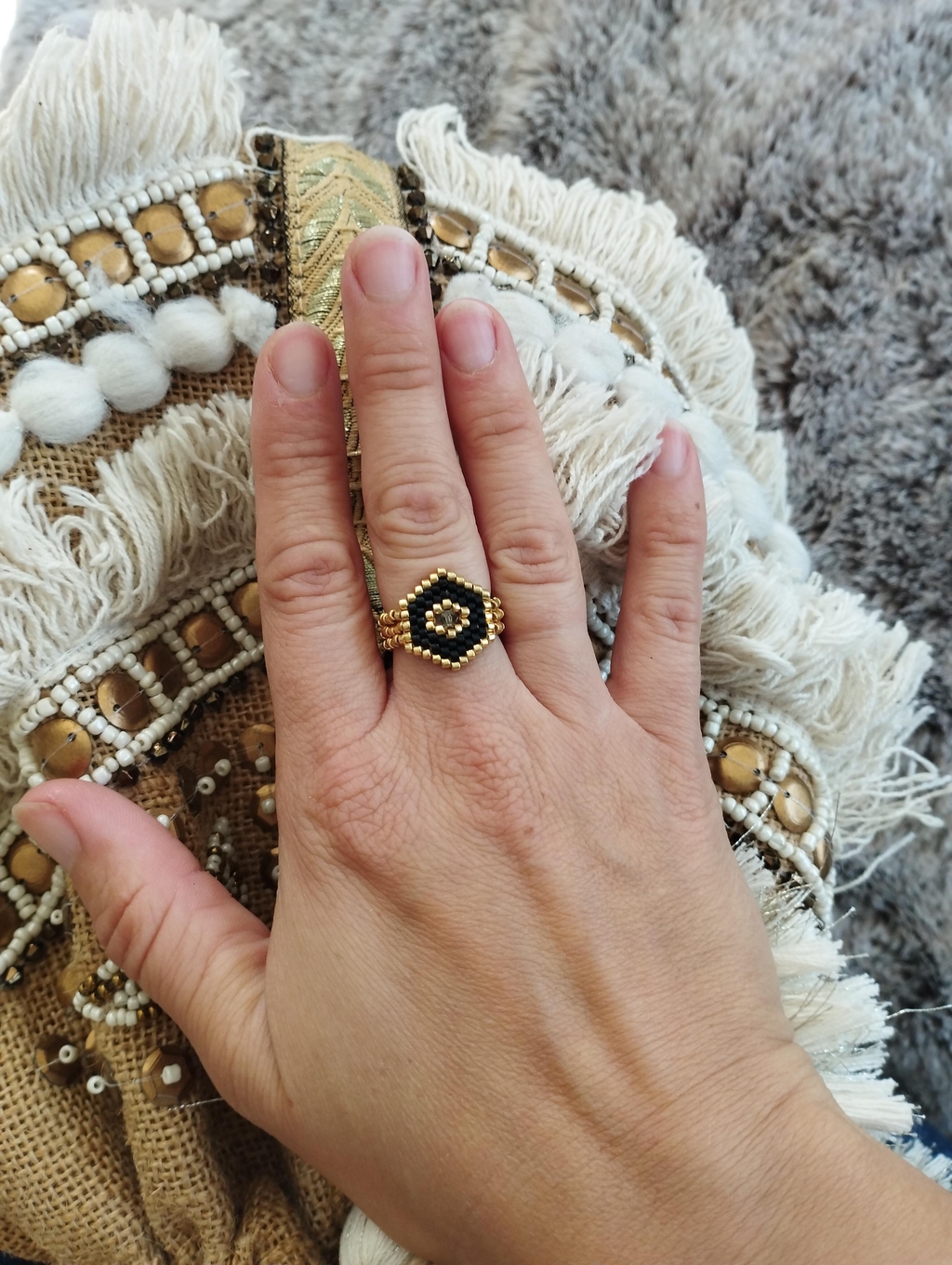 Bague bohème tissée main