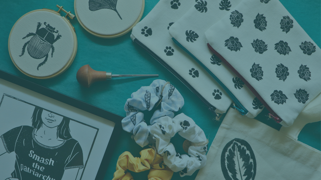 Manda - Linogravure engagée (gravure et impression à la main, décoration)