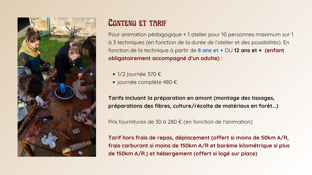 Le Fuseau du Chat Moire, animation atelier tarif