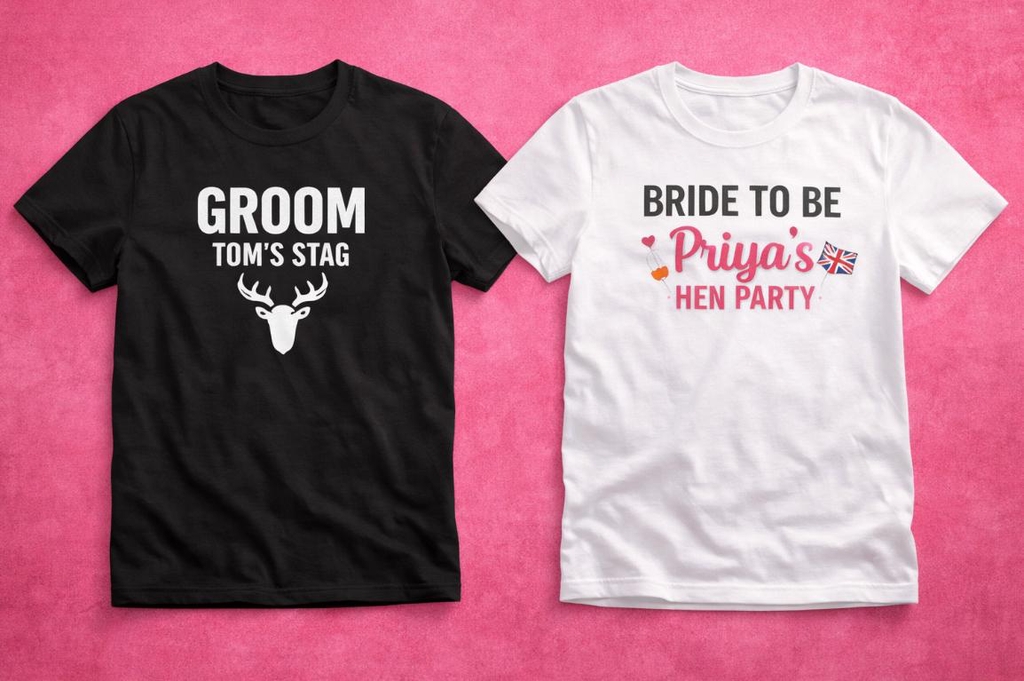 Personalised Stag Do & Hen Party T-Shirts
Design your own with custom text, images, names & logos