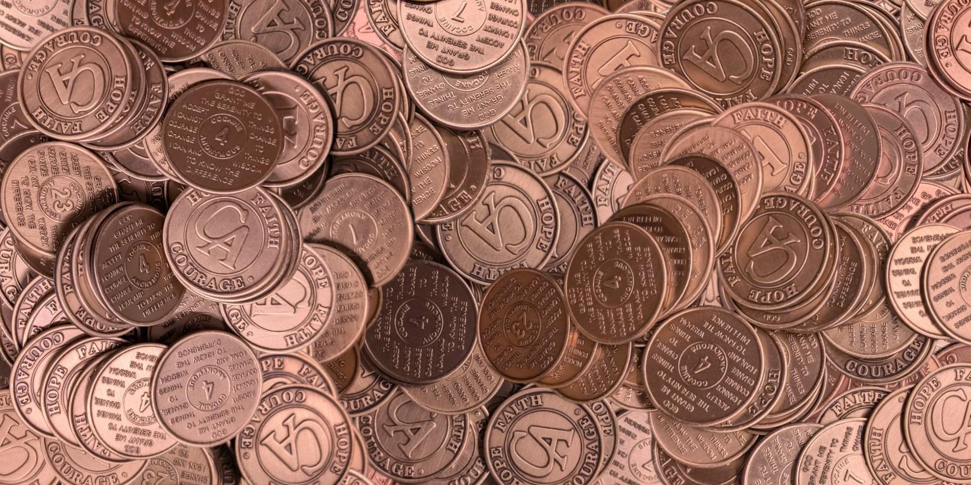 CA mijlpaal metal coins