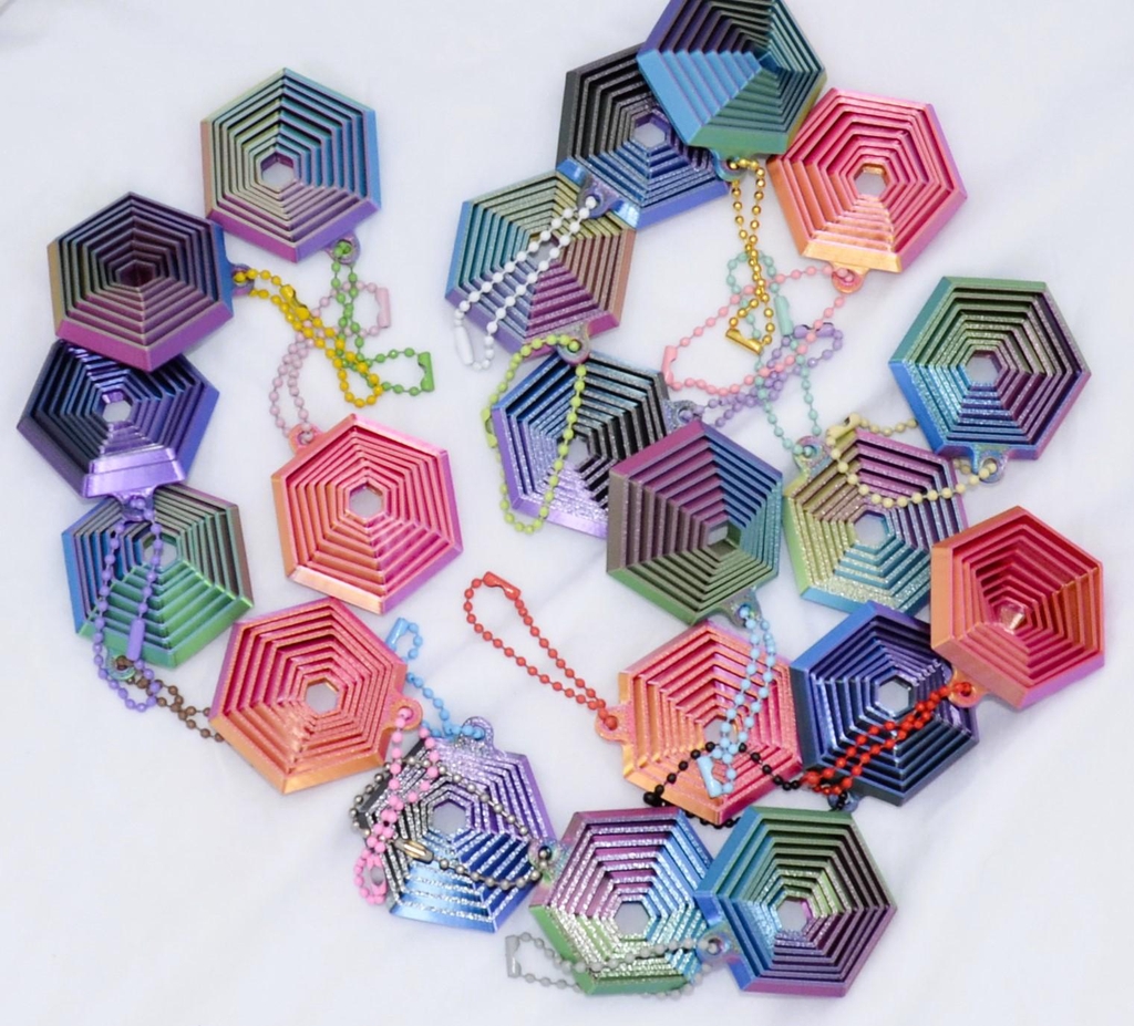 Porte-clés Hexagonal + Chaîne de perles