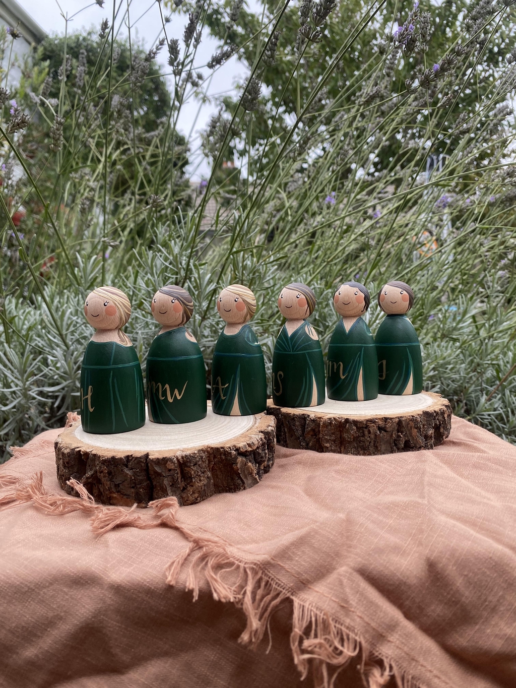 Wedding party peg dolls