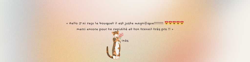 « Hello J’ai reçu le bouquet il est juste magnifique!!!!!!!! 😍😍😍😍😍
Merci encore pour ta rapidité et ton travail très pro !! »
